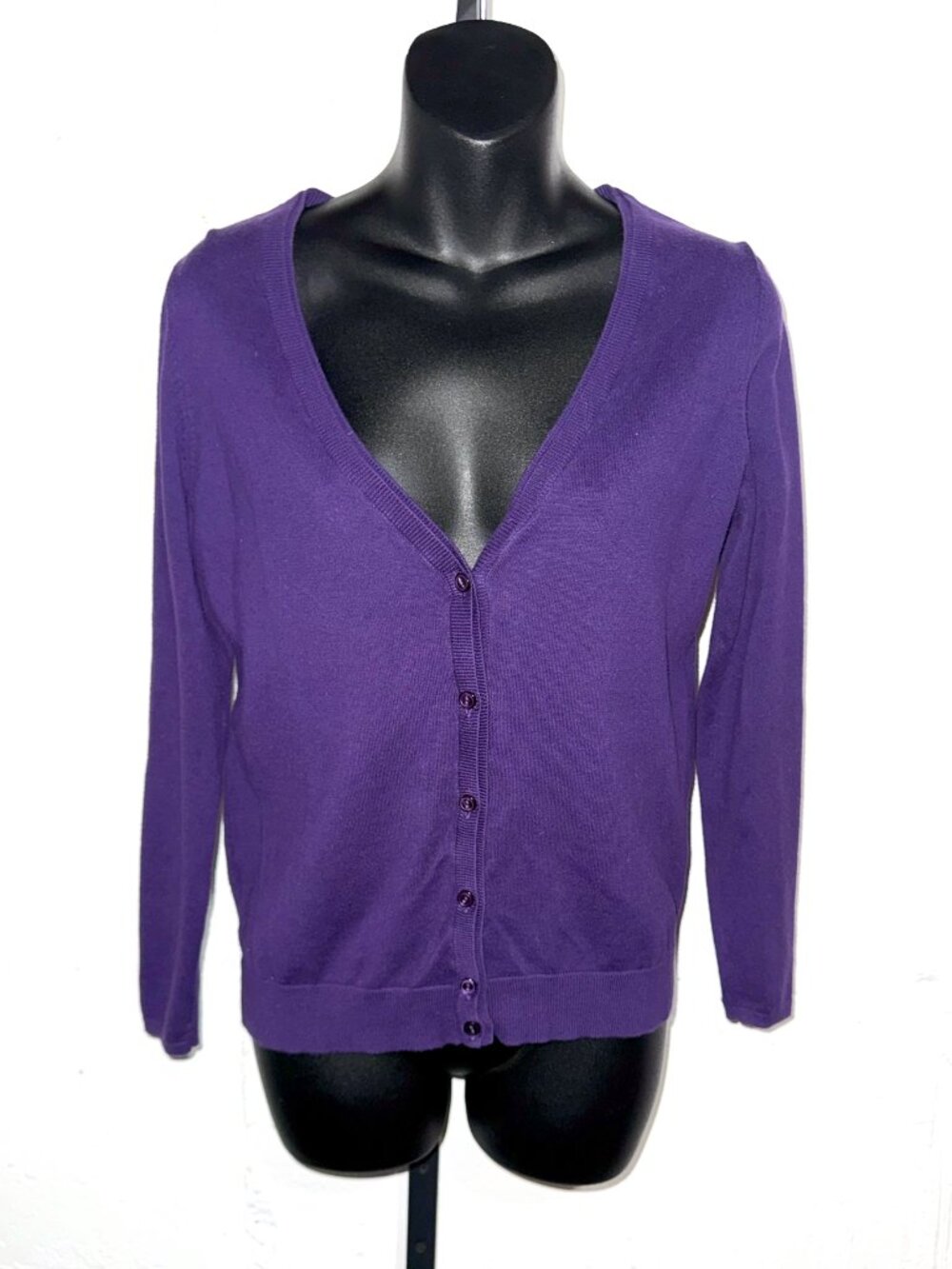 Ann Taylor Loft Petites MP Dark Purple Cardigan